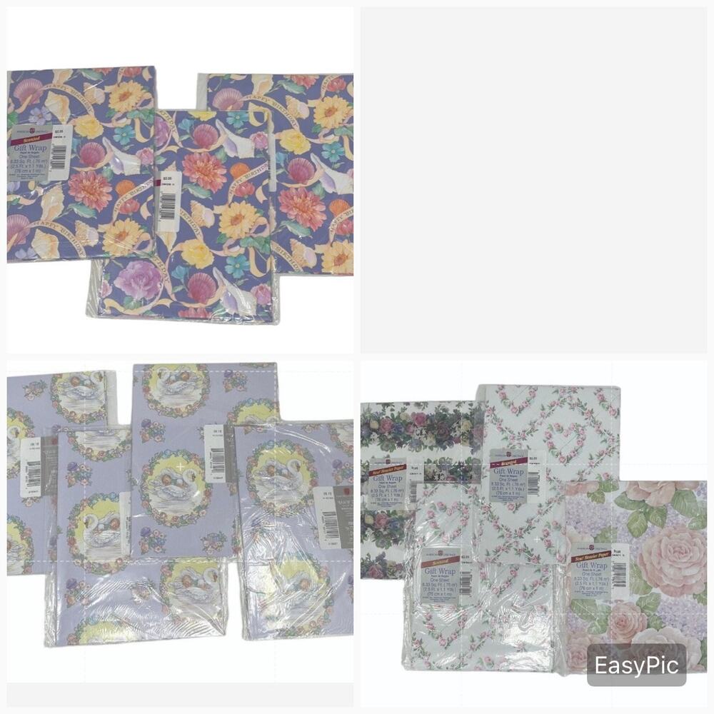 American Greetings Vtg Birthday Bridal Baby Floral Gift Wrap Lot of 11